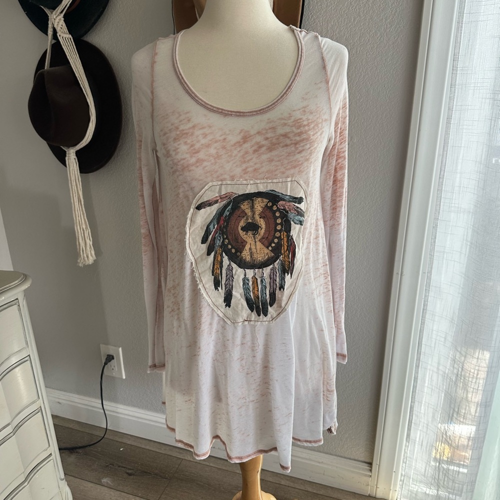 Pink Graphic Long Sleeve Tunic